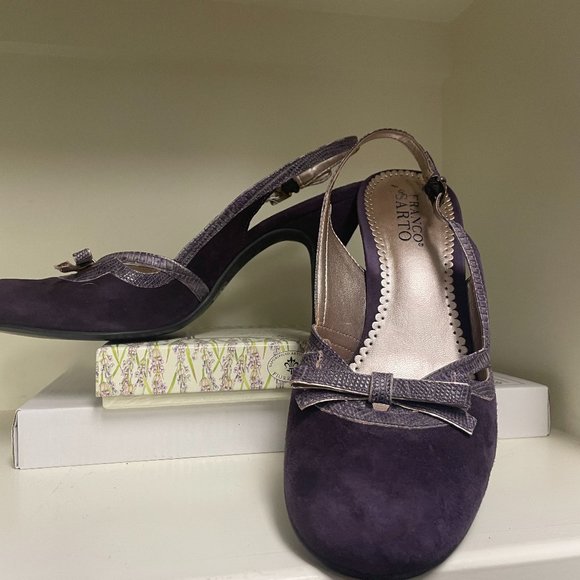 Franco Sarto purple suede sling backs with leather trim - Picture 1 of 2
